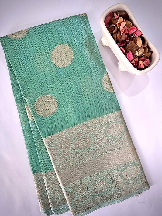 Pale Green Banarasi Tissue