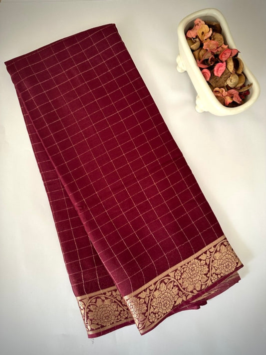 Maroon Mysore Crepe Soft Silk