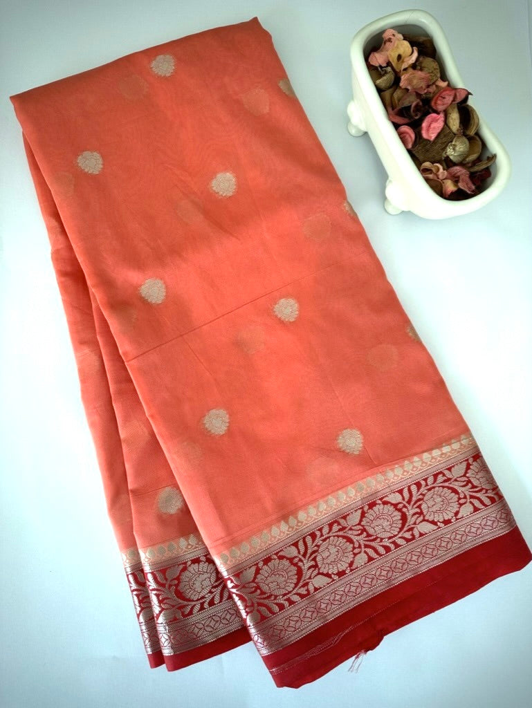 Peach Art Chiffon Saree