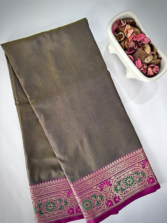 Brown Banarasi Soft Silk